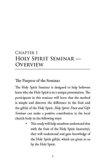 Holy Spirit: Fruit and Gifts Seminar; Page 1